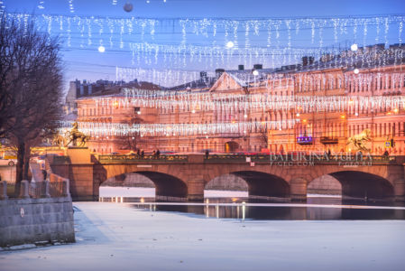 Аничков мост и Новый год, Аничков мост, ночной Санкт-Петербург