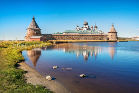 Соловецкий монастырь с отражением, Белое море, Соловки, Соловецкий монастырь, Соловецкие острова