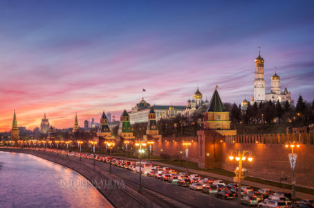 Редкий закат скупого декабря, Московский Кремль, Москва