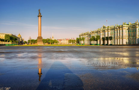 Дворцовая площадь и Александрийский столп, ангел, Зимний дворец, Эрмитаж, Санкт-Петербург
