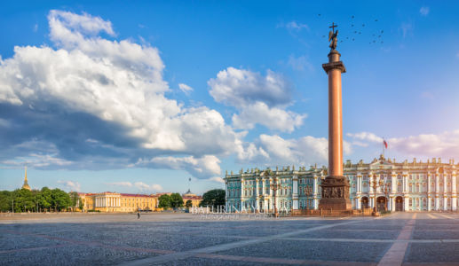 Дворцовая площадь и Александрийский столп, Зимний дворец, Эрмитаж, Санкт-Петербург