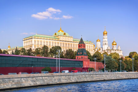 View from the ship Volna along the Moscow River, City, Cathedral